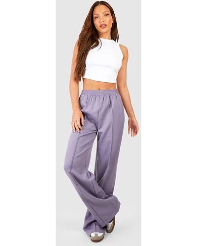 Boohoo Tall Seam Front Relaxed Wide Leg Pants - Purple