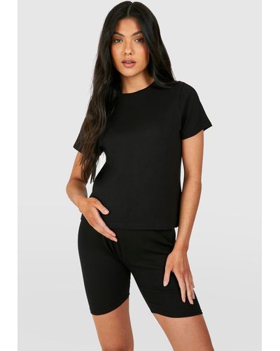 Boohoo Maternity Ribbed Short Sleeve T-shirt - Black
