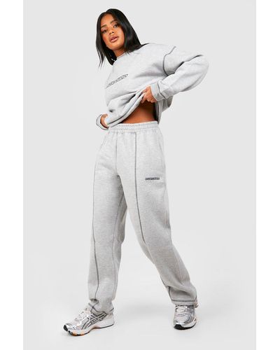 Boohoo Contrast Stitch Embroidered Oversized Jogger - Gray