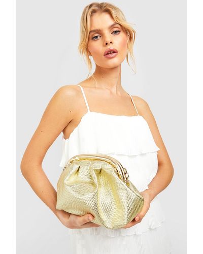 Boohoo Slouchy Woven Look Clutch - White