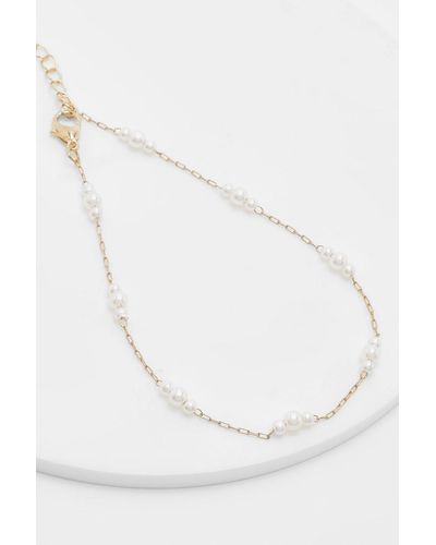Boohoo Pearl Detail Anklet - White