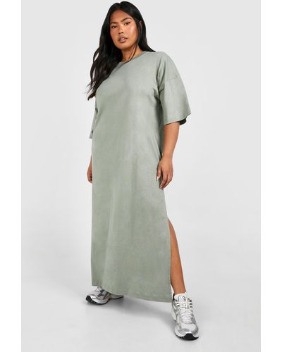 Boohoo Plus Oversized Midaxi T-Shirt Dress - Verde
