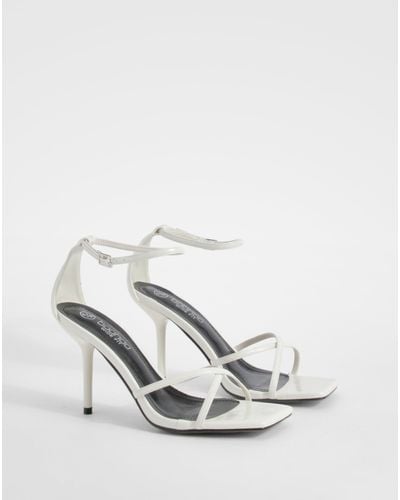 Boohoo Wide Fit Stiletto Crossover Barely There Heels - White