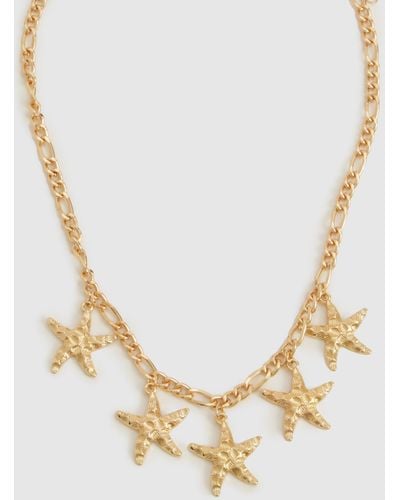 Boohoo Starfish Scattered Necklace - Metálico