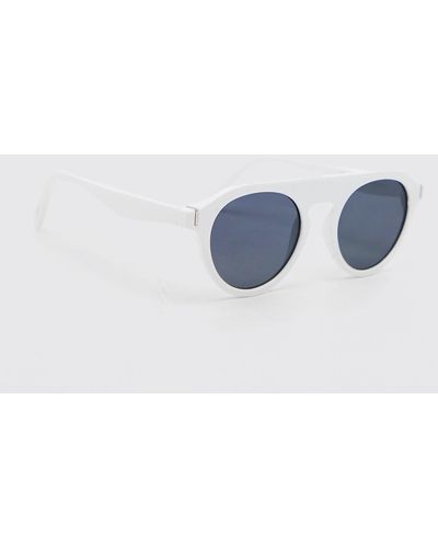 Boohoo Round Flat Top Set Lens Sunglasses - White