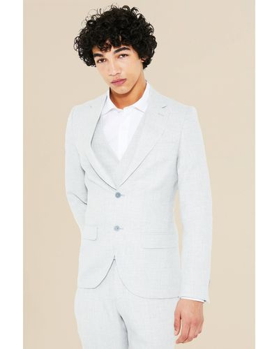 Boohoo Strukturierte, einreihige Skinny Anzugjacke - Weiß