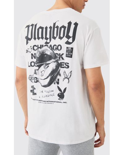 Boohoo Camiseta Oversize Con Estampado De Playboy - Blanco