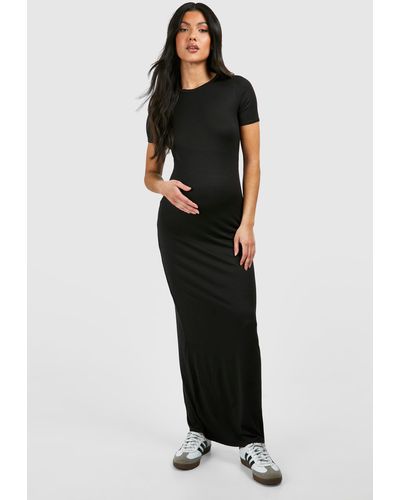 Boohoo Maternity Short Sleeve Supersoft Bodycon Maxi Dress - Black