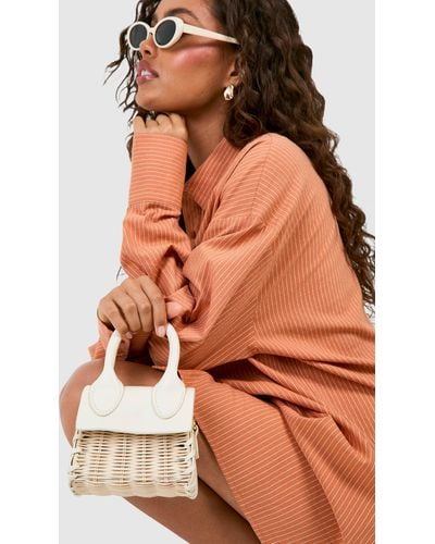 Boohoo Pu Straw Mix Grab Bag - Orange