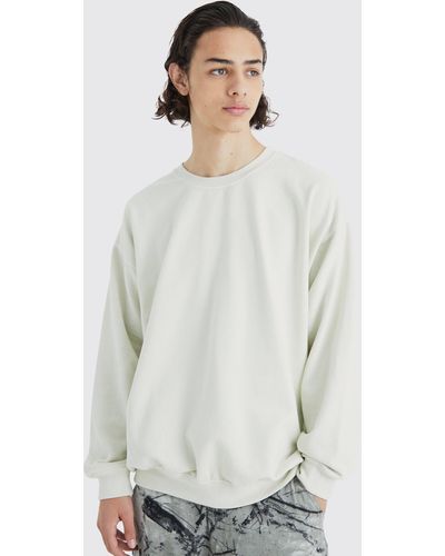 BoohooMAN Oversized Overdye Sweatshirt - White