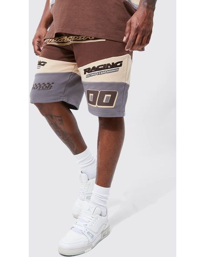 BoohooMAN Tall Oversized Color Block Short - Brown