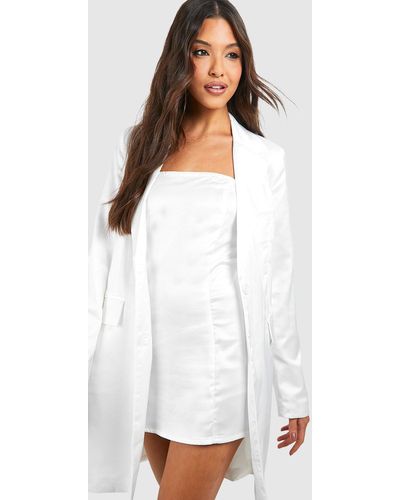 Boohoo 2 In 1 Blazer Dress Set - White