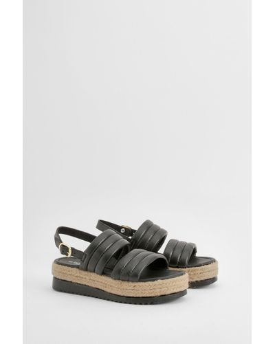Boohoo Wide Fit Padded Double Strap Flatforms - Negro