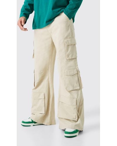 BoohooMAN Extreme Baggy Rigid Multi Cargo Pocket Pants - White