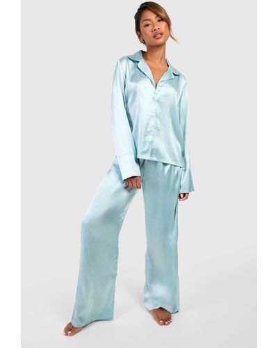 Boohoo Oversized Pajama Set - Blue