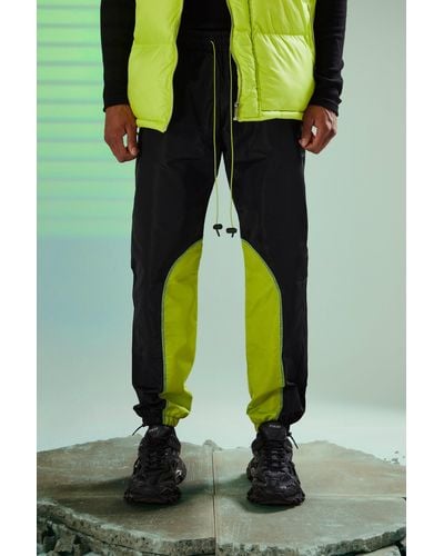 BoohooMAN Elasticated Waist Slim Fit Contrast Panel Jogger - Green