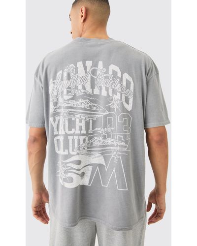 Boohoo Camiseta Oversize Con Estampado Gráfico De Monaco - Gris