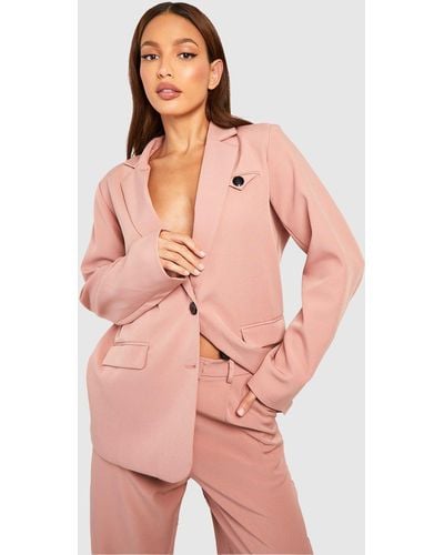Boohoo Tall Tab Detail Oversize Single Breasted Blazer - Pink