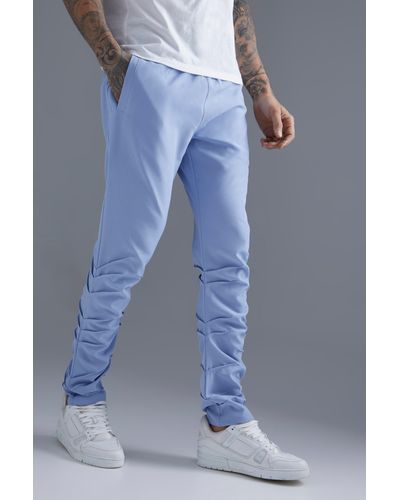 BoohooMAN Stacked Leg Tailored Trouser - Blue