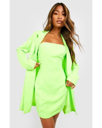 Boohoo Blazer And Mini Dress Set - Green