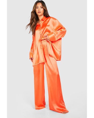 Boohoo Orange Oversized Pyjama Set - Naranja