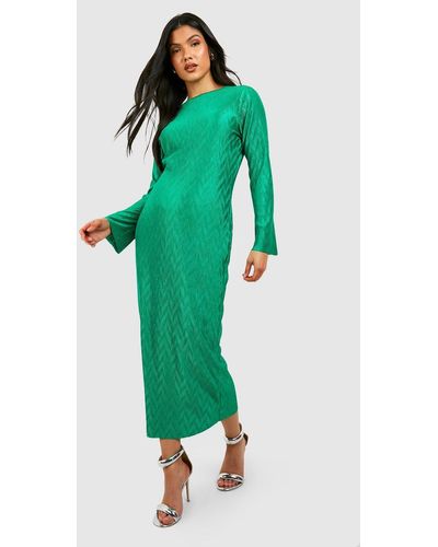 Boohoo Maternity Wave Plisse Column Midaxi Dress - Green