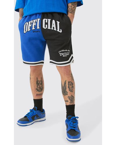 BoohooMAN Official Spliced Basketball Jersey Shorts - Black