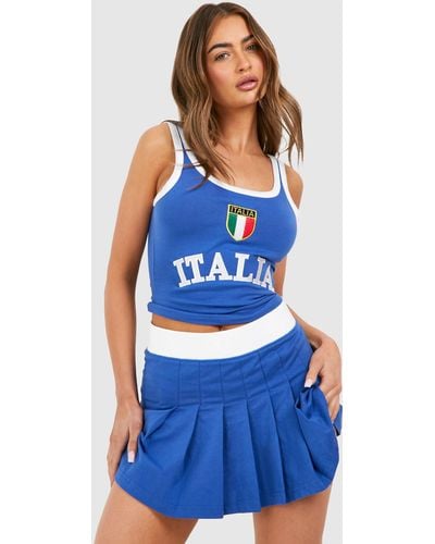 Boohoo Italia Set Mini Pleated Tennis Skirt - Azul