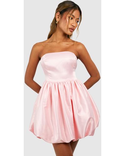 Boohoo Bandeau Volume Mini Dress - Pink