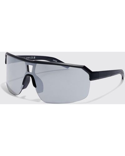Boohoo Shield Racer Sunglasses - Black