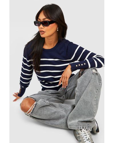 Boohoo Stripe Sleeve Detail Turtle Neck Knitted Sweater - Gray