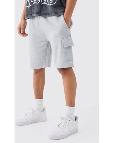 BoohooMAN Loose Fit Cargo Short - White