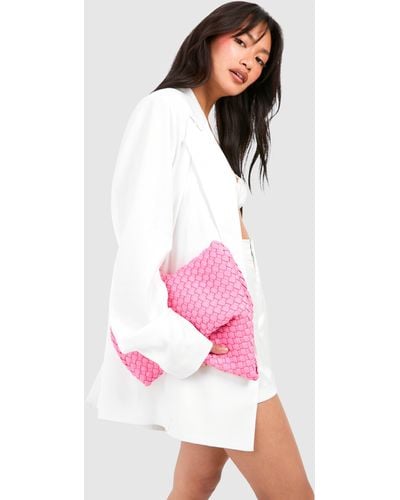 Boohoo Woven Clutch Bag - Pink