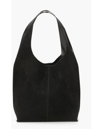 Boohoo Suedette Slouch Tote Bag - Black