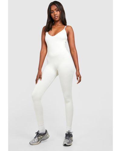 Boohoo Seamless Contrast Unitard - Blanco