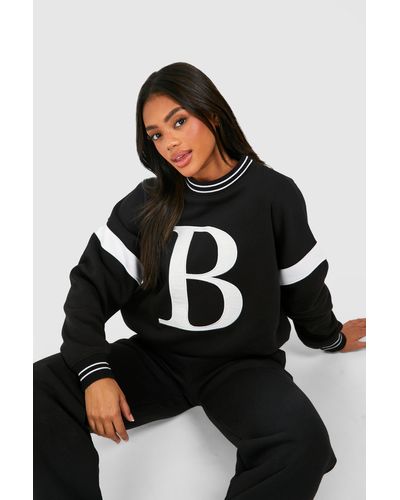 Boohoo B Slogan Oversized Sweatshirt - Black