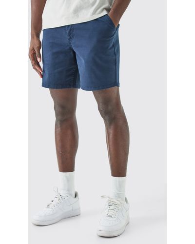 BoohooMAN Skinny Fit Chino Shorts - Blau