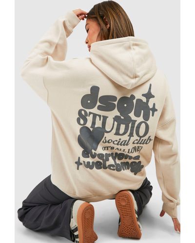 Boohoo Puff Print Dsgn Studio Graffiti Slogan Oversized Hoodie - Multicolour