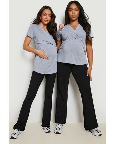 Boohoo Maternity Wrap Front Nursing T-shirt - Grey