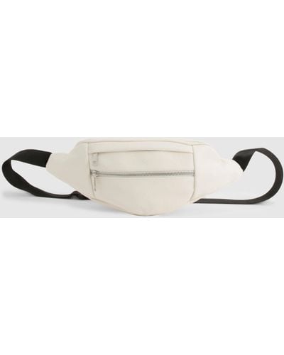 Boohoo Faux Leather Double Zip Fanny Pack - White