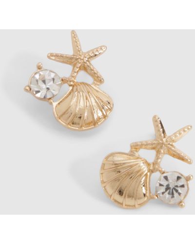 Boohoo Diamante Starfish Stud Earrings - Metálico