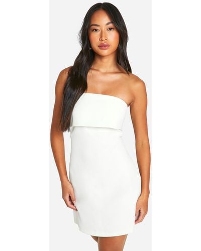 Boohoo Tailored Bandeau Mini Dress - White