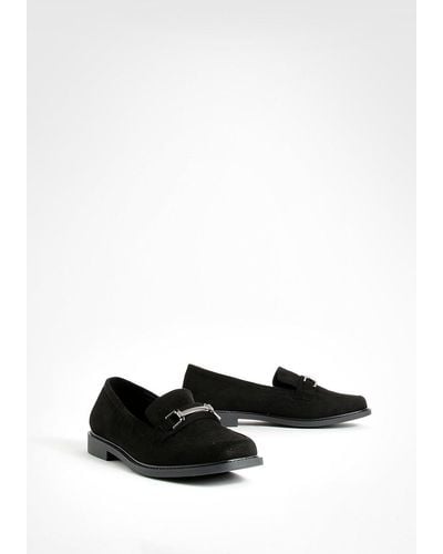 Boohoo Wide Fit T Bar Square Toe Loafers - Black
