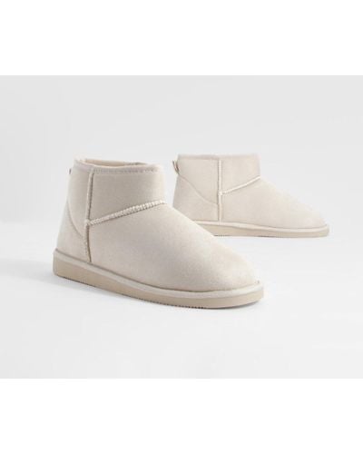 Boohoo Ultra Mini Cozy Ankle Boots - White