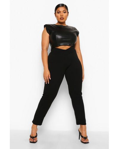 Boohoo Plus V Band Skinny Pants - Black