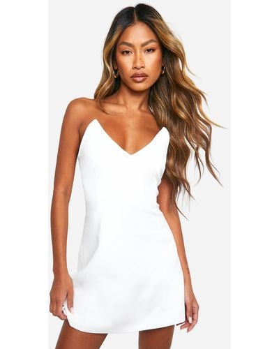 Boohoo Boned Structured Mini Dress - White