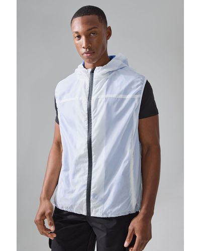 BoohooMAN Man Active Mesh Lined Hooded Gilet - Blue