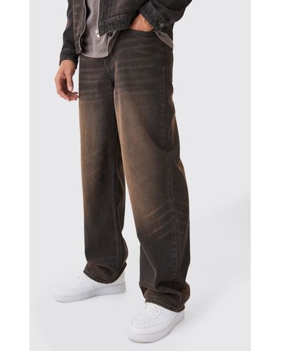 BoohooMAN Baggy Rigid Washed Jeans - Natural