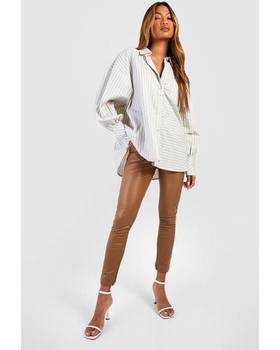 Boohoo Pantalón Pitillo Súper Elástico Efecto Cuero - Blanco