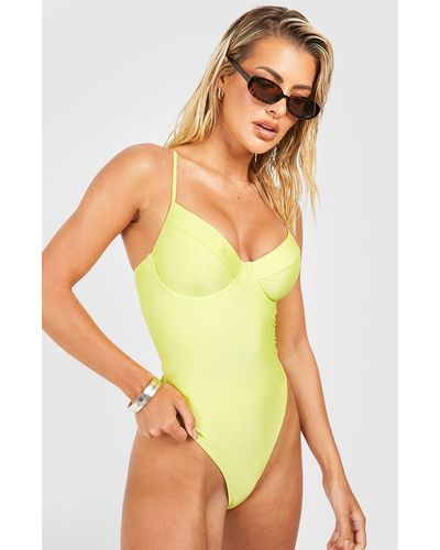 Boohoo Essentials Underwired Bathing Suit - Yellow